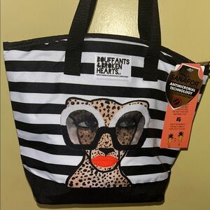 Bouffants & Broken Hearts Black and White Striped Tote Bag BRAND NEW